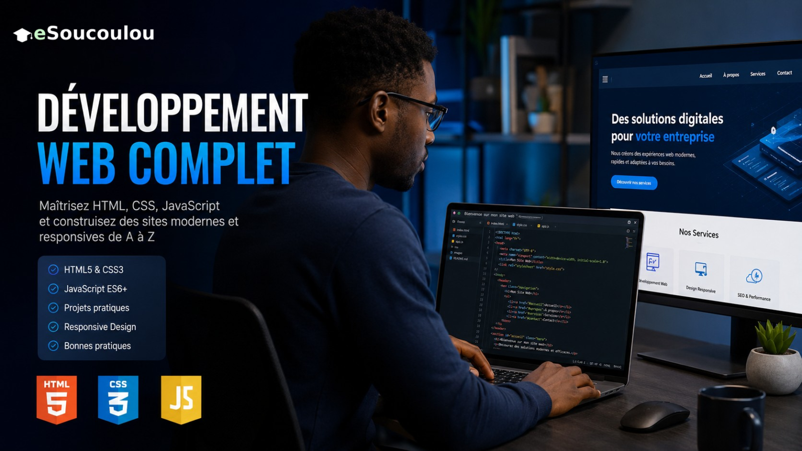 Développement web complet : HTML, CSS, JavaScript — ton premier site en 4 semaines