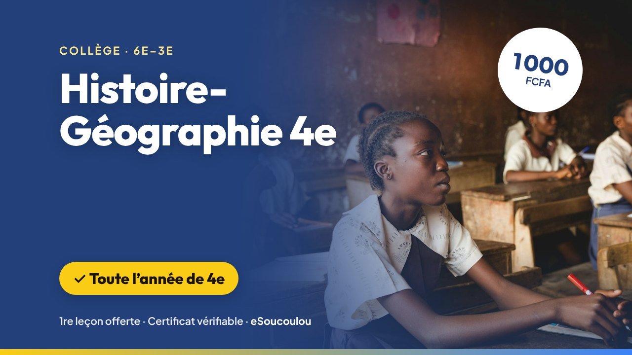 Révisions Histoire-Géographie 4e : grandes découvertes, traite négrière, royaumes du Bénin, révolutions, et les grands ensembles du monde