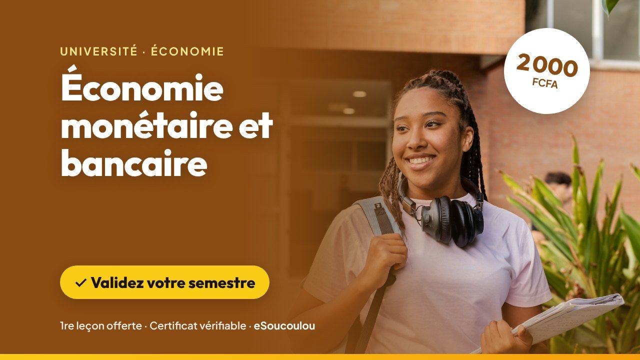 Formation Économie monétaire et bancaire (L2 Économie) : monnaie, banques, BCEAO, politique monétaire et zone franc — eSoucoulou