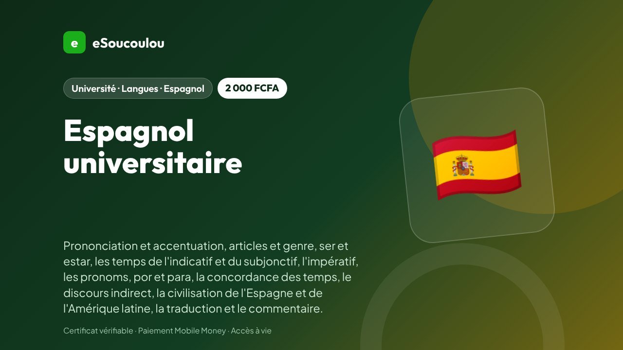 Espagnol (Licence d’espagnol, LEA, Lettres) : grammaire complète, conjugaison, expression, civilisation hispanique et méthodes d’examen